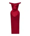 Magda Butrym Off-shoulder Hip Pad Midi Dress In Bordeaux