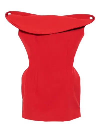 Magda Butrym Off-shoulder Mini Dress In Red