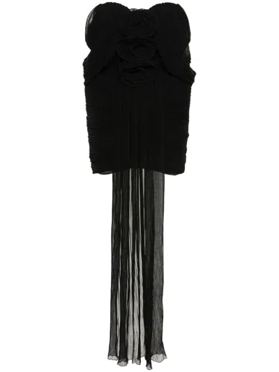 Magda Butrym Off-shoulder Plissé Mini Dress In Black