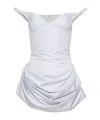 Magda Butrym Striped Draped Cotton Poplin Bustier Dress In Grey