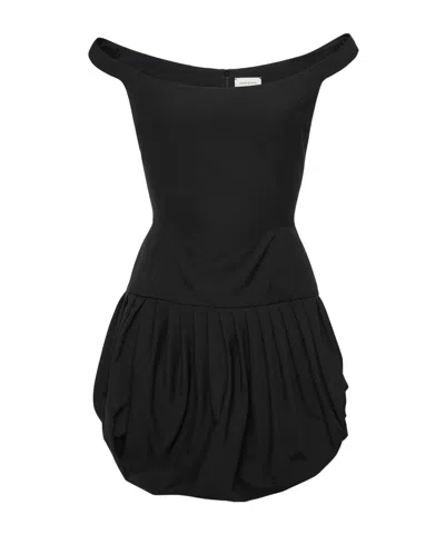 Magda Butrym Off-shoulder Puff Skirt Mini Dress In Black