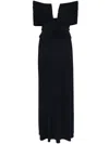Magda Butrym Off-shoulder Ruched Maxi Dress In Blue