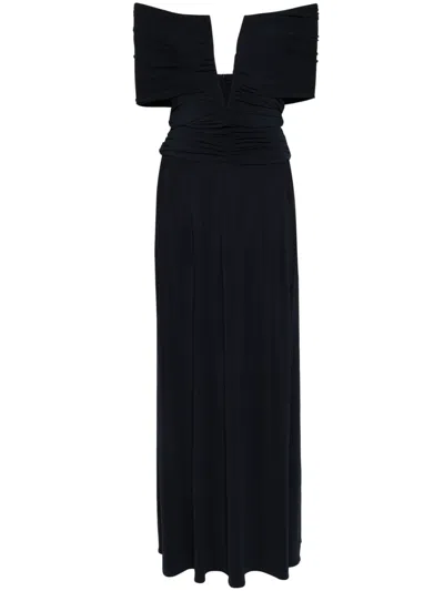 Magda Butrym Off-shoulder Ruched Maxi Dress In Blue