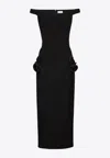 Magda Butrym Off-shoulder Wool Midi Dress In Black