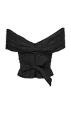 Magda Butrym Off-the-shoulder Cotton-blend Top In Black