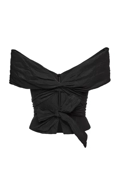 Magda Butrym Off-the-shoulder Cotton-blend Top In Black