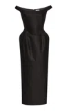 Magda Butrym Off-the-shoulder Cotton Dress In Black