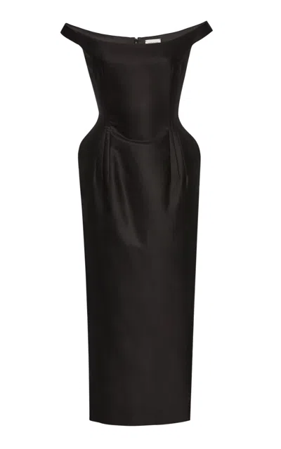 Magda Butrym Off-the-shoulder Cotton Dress In Black