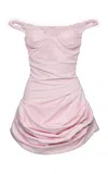 Magda Butrym Off-the-shoulder Denim Mini Dress In Pink