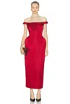Magda Butrym Shoulder Neckline Fitted Midi Dress In Red
