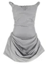 Magda Butrym Off-the-shoulder Mini Dress With Ruffled Straps In Gray