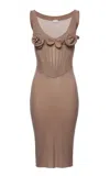 Magda Butrym Off-the-shoulder Stretch-silk Midi Dress In Neutral