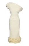 Magda Butrym Off-the-shoulder Wool Dress In Ivory