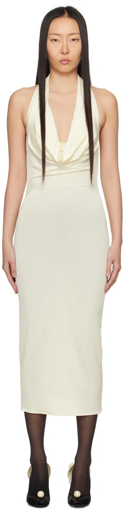 Magda Butrym Draped Halter Midi Dress In Off-white