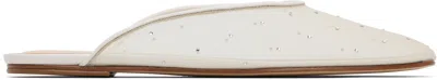 Magda Butrym Off-white Crystal Mesh Flat Mules In Cream