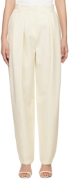 Magda Butrym Pleated Silk And Wool-blend Tapered Pants In Cream