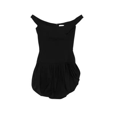Magda Butrym Off-shoulder Gathered Mini Dress In Black