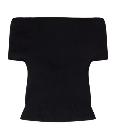 Magda Butrym Off-the-shoulder Knitted Top In Black