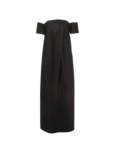 Pre-owned Magda Butrym Off-shoulder Maxi Dress In Black