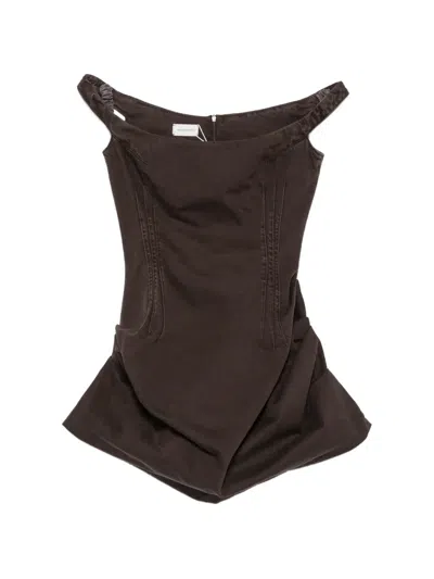 Magda Butrym Off-shoulder Mini Dress In Brown