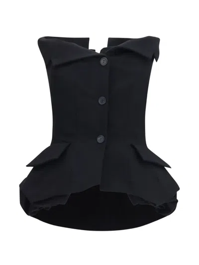 Magda Butrym Off-shoulder Peplum Blouse In Black
