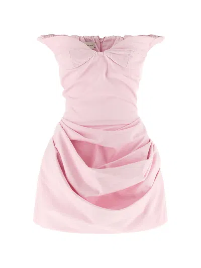 Magda Butrym Off-shoulder Ruched Mini Dress In Pink