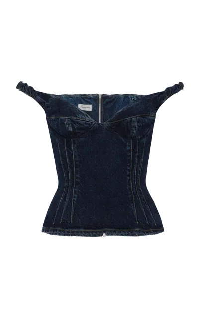Magda Butrym Off-the-shoulder Denim Top In Blue