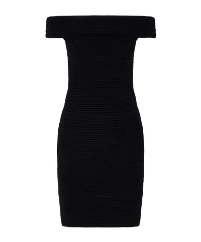 Magda Butrym Off-the-shoulder Knitted Midi Dress In Black