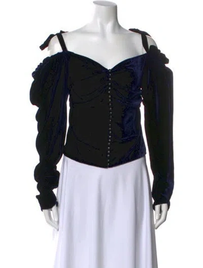 Pre-owned Magda Butrym Off-the-shoulder Long Sleeve Blouse In Black