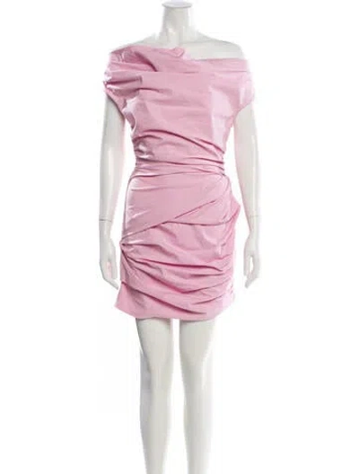 Pre-owned Magda Butrym Off-the-shoulder Mini Dress In Pink
