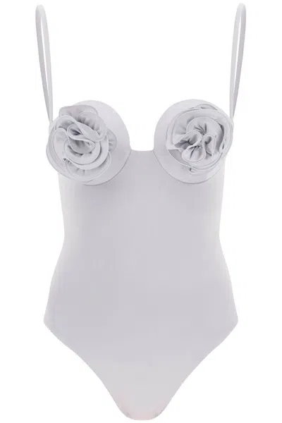 Magda Butrym Lycra 3d Flower One Piece Swimsuit In Grey