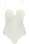 Magda Butrym 3d Flower Retro Bustier Swimsuit In White