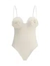 Magda Butrym 3d Flower Retro Bustier Swimsuit In White