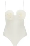 Magda Butrym 3d Flower Retro Bustier Swimsuit In White