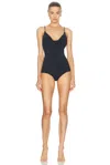 Magda Butrym Backless Scoop Neck Spaghetti Strap Swimsuit In Black