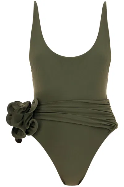 MAGDA BUTRYM ONE-PIECE SWIMSUIT WITH APPLIED FLOWER