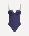 Magda Butrym Women One-piece Swimsuit With Rose Detail In Blue