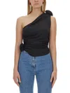 Magda Butrym Jersey One Shoulder Flower Top
