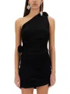 Magda Butrym Jersey One Shoulder Flower Top In Black