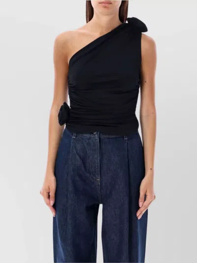 MAGDA BUTRYM ONE-SHOULDER BOW DETAIL RUCHED TOP