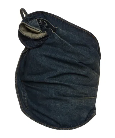 Magda Butrym One-shoulder Draped Denim Top In Dark Vintage Blue