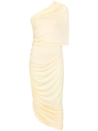 Magda Butrym One-shoulder Draped Midi Dress In Yellow