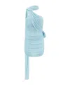 Magda Butrym Light Blue Draped Mini Dress With Roses Applications In Stretch Cupro Wpman In Blue