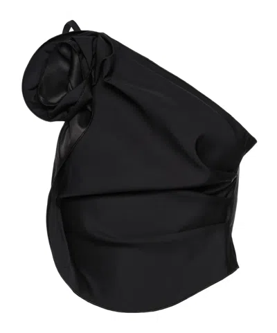 Magda Butrym One Shoulder Draped Top In Black