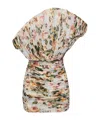 Magda Butrym One-shoulder Fan Mini Dress In Floral Print In Multi