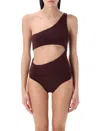 Magda Butrym One Shoulder Cut-out High-leg Swimsuit