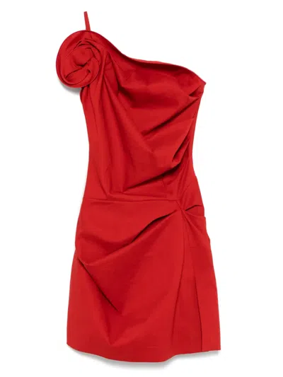 Magda Butrym One-shoulder Ruched Mini Dress In Red