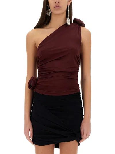 Magda Butrym One-shoulder Jersey Top In Brown