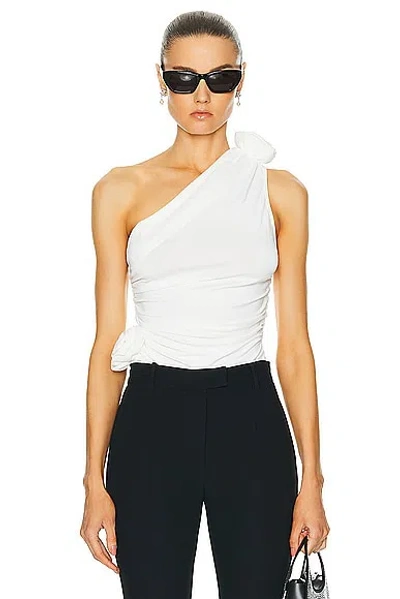 Magda Butrym One-shoulder Top With 3d Floral Applications In Neutral