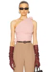 Magda Butrym Rosette One-shoulder Stretch-silk Top In Pink
